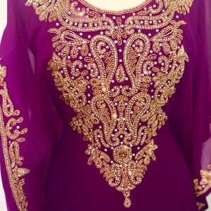 Plum Purple Dubai Kaftan Farasha Abaya Dress